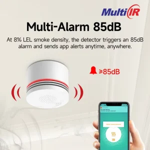 Multi IR New Wireless Fire Alarm System Smart Smoke Detector Sensor 10m Detection Range Supports Matter Thread Zigbee WiFi