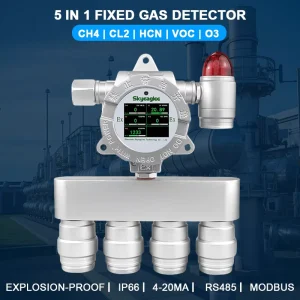 Multi Toxic Gas Leak Detector 5 in 1 CL2 HCN O3 VOC CH4 High Precision Analyzer for Pharmaceutical Industry