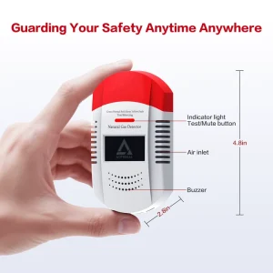 Natural Gas Detector for CH4 Propane Methane, ABS Plastic Portable Gas Leak Alarm with LED and Audible Alert