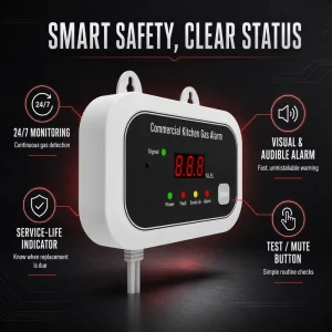 Natural Gas Leak Detector for Kitchen and Restaurant with Electrochemical Sensor, 85dB Alarm, Remote Control