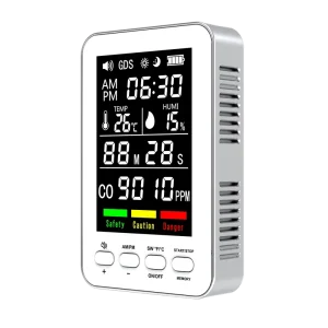 New 5 in 1 Multifunctional Temperature Humidity CO CH4 Clock Safety Indoor Outdoor Detector IP54 LED Display Portable