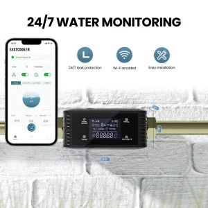 New Design Wifi Control Water Flow Rate Display Household Water Leak Detector With 3 Pcs Water Leak Sensor
