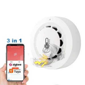 New Zigbee Smart Smoke Sensor Fire Alarm Detector With Temperature Humidity Monitor and 80dB Loudly Sound