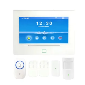 Newest 7 inch Security Alarm System 4G/WiFi Lora Alexa Google Home Monitoring System Wired Defense Zone SMS Call Alarms