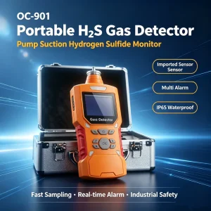 OC 901 Pump Suction Refrigerant Gas Leak Detector Portable H2S Gas Analyzer Industrial Toxic Gas Monitor With Triple Alarm