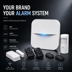 ODM Wireless Security Alarm System GSM 4G WiFi Smart Alarm Panel APP Control ABS Material Adjustable Volume Customized