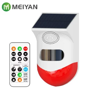 OEM Custom Solar Alarm System Outdoor Waterproof Motion Sensor Strobe Light Loud Siren Remote Control