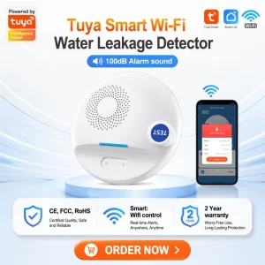 OEM/ODM 100dB Tuya WiFi Water Leak Sensor Dripping and Ground Water Detection PST-SW107W