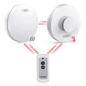 OEM ODM Fire Alarm System Combined Heat Smoke Alarm Detector 2 in 1 Interconnected 100m Working Distance 10 Year Battery Life