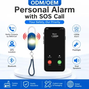 OEM ODM Rechargeable Personal Alarm SOS Emergency Call GPS Tracking 130dB High Sensitivity Safety Alarm For Women Kids Elderly