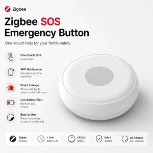 OEM Zigbee 2.4GHz Wireless Emergency Panic Button SOS Alert Tuya Smart Home Security System ABS Material 80m Range App Alarm