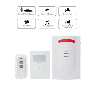 OEM&ODM Wireless PIR Security Alarm with 5 Chimes 6m Detection Range ABS Material Driveway Alert System for Home Safety