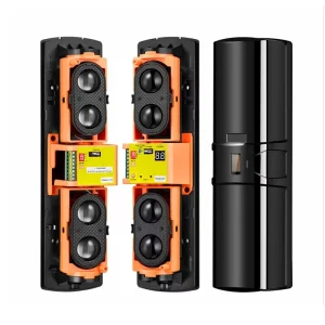 Outdoor Active Infrared 4 Beam Sensor IR Barrier Detector Photoelectric Perimeter Fence Gate Alarm ABS Horn Alarm 100 300m