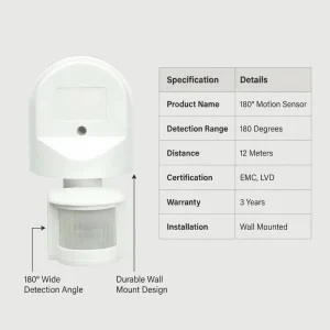 Outdoor IP44 Human Body Infrared PIR Motion Sensor with White Emitting Color and Amplifier