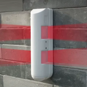 Outdoor Indoor Wired Dual PIR Curtain Motion Sensor with Anti-Pet Detection, 70 dB Buzzer Alarm and 24 m Detection