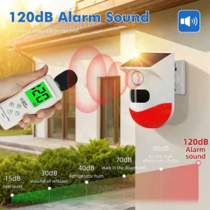 Outdoor Security Alert Solar Powered Wireless PIR Motion Sensor Alarm Light 120dB CT80 Series with Remote Control