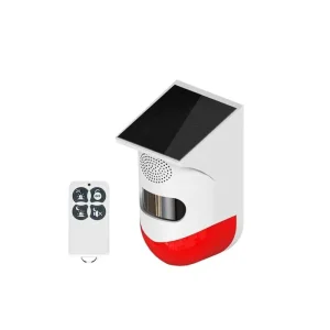 Outdoor Solar PIR Motion Sensor 120db Sound Security Siren Light Alarms with Remote Controller for Home Villa Yard Farm