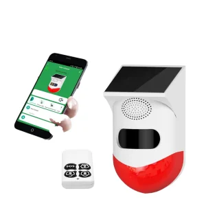 Outdoor Waterproof WIFI Tuya Smart Wireless Solar Alarm System Siren Remote Sound Strobe Light Solar Motion Detector
