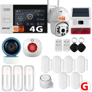 PG-107 Tuya Smart Home Security Alarm System GSM with Touch Screen 4G WiFi 433MHz Alexa App Control With Outdoor Camera