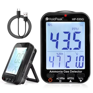 PLC Ammonia NH3 Gas Tester with Backlight LCD Custom Alarm Levels (A1 A2) 0 100ppm