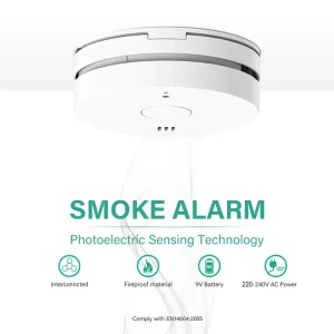 Photoelectric ABS Smoke Sensor UK Standard 230V Smoke Alarm Fire Detector BS EN14064