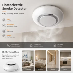 Photoelectric Smoke Alarm with Battery for Home and Kitchen OEM/ODM