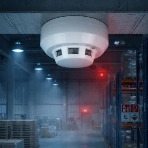 Photoelectric Smoke Detector Fire Alarm with 80 dB Alarm, White ABS Plastic, Battery Operated, Factory