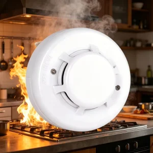 Photoelectric Smoke Detector Wired DC 9-28V Conventional Tamper Switch CE Certified 3-Wire White LED