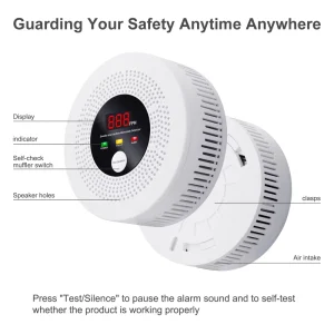 Photoelectric Smoke and CO Detector Combo Silence Button Battery-Operated Sound and Light Alarm for Home