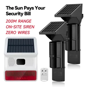 Photoelectric Solar ABS Battery Powered Outdoor Active Infrared Detector Intrusion Alarm System Wireless Tuya Smart Strobe Sound