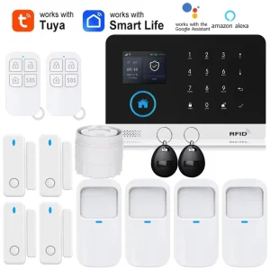 Plastic Wireless Home & Hotel Security System 4G Wi Fi Dual Network GSM Tuya Smart Burglar Alarm 2.0-2.9″ TFT Display