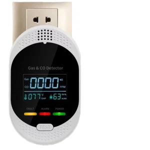Plug-In CO and Combustible Gas Detector with Temperature and Humidity 4-in-1 Home Alarm