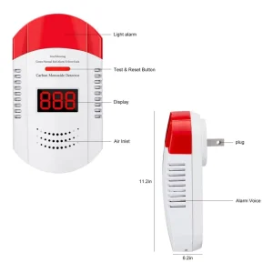Plug-In Carbon Monoxide Detector with LED Indicator for Home, Hotel, and Apartment Use