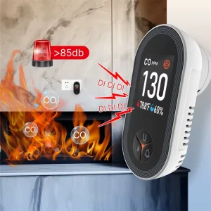 Plug-In Carbon Monoxide Gas Detector and Air Quality Monitor with Temperature and Humidity Sensors