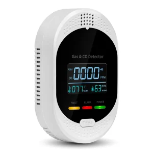 Plug-In Digital Gas and CO Detector with LCD Display CH4 LPG Carbon Monoxide Temperature and Humidity Monitor