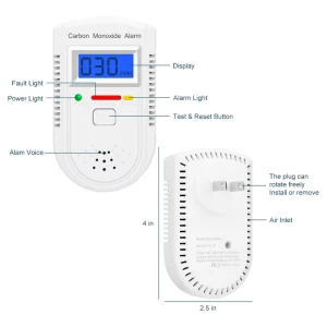 Plug in Carbon Monoxide Detector With Sound+Light Alarm High Accuracy For & UL2017 Certified Model CO305