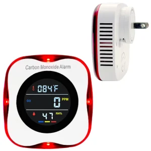Plug in Carbon Monoxide Detector with Sound & Light Alarm Portable CO Alarm Temp and Humidity Display for Home Travel