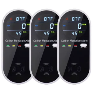 Plug-in Carbon Monoxide Detector with Temperature and Humidity Display 3-in-1 CO Detector for Home and Hotel