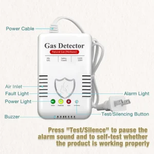 Plug-in Combustible Natural Gas and Methane Leak Alarm with LED Display and Voice Prompt