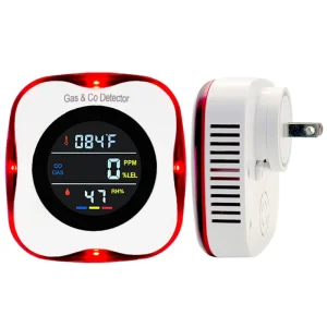 Plug-in Natural Gas and Carbon Monoxide Leak Detector with Temperature and Humidity Sensors
