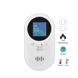 Plug in & Rechargeable Battery Backup Power Digital CO CH4 Meter Carbon Monoxide & LPG Gas Leak Detector with Thermo Hygrometer