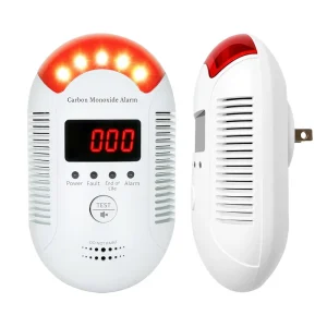 Portable 110-220V Carbon Monoxide and Natural Gas Detector with Dual-Sensor Protection Adjustable Volume Alarm for Home Warehouse