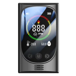 Portable 4-in-1 Combustible Gas and Carbon Monoxide Detector with Real-Time Alarm, Temperature, and Humidity Tester
