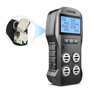 Portable 4-in-1 Gas Detector NDIR Sensor EX/CO/O2/H2S Gas Alarm Rechargeable Clip-on Combustible & Toxic Gas Detection
