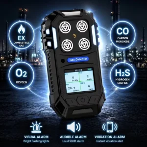 Portable 4 in 1 Multi-Gas Detector LEL Combustible Gas O2 CO H2S EX, ATEX Certified