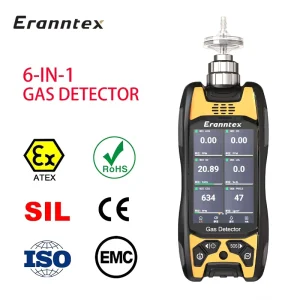 Portable 6-in-1 Gas Detector for LEL O2 CO H2S CO2 NH3 with Real-Time Detection