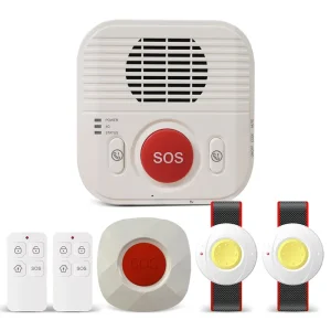 Portable ABS 4G GSM SMS Elderly Emergency SOS Alarm Security System with Wireless Panic Button and Strobe Alarm