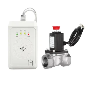Portable ABS Kitchen Gas Leak Detector Sensor Alarm with Shut Valve, Wired, for Home Use