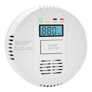 Portable Battery-Powered Carbon Monoxide Detector with Digital Display and LED Lights for Home and Travel