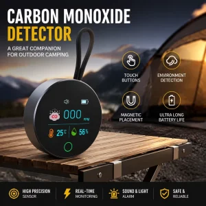 Portable CO2 TVOC & Temp Humidity Meter Indoor Outdoor Rechargeable for Home & Camping